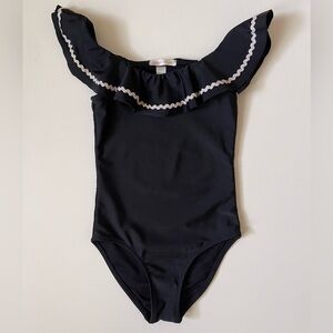 Stella Cove Girls’ Black Swimsuit with Ric Rac - 4Y